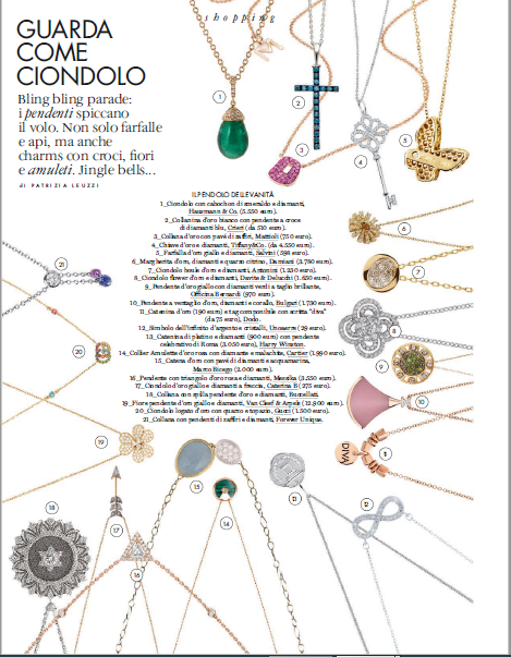 La pagina di Elle dedicata alla gioielleria, ottobre 2017. In alto al centro, la collana Hausmann & Co. 