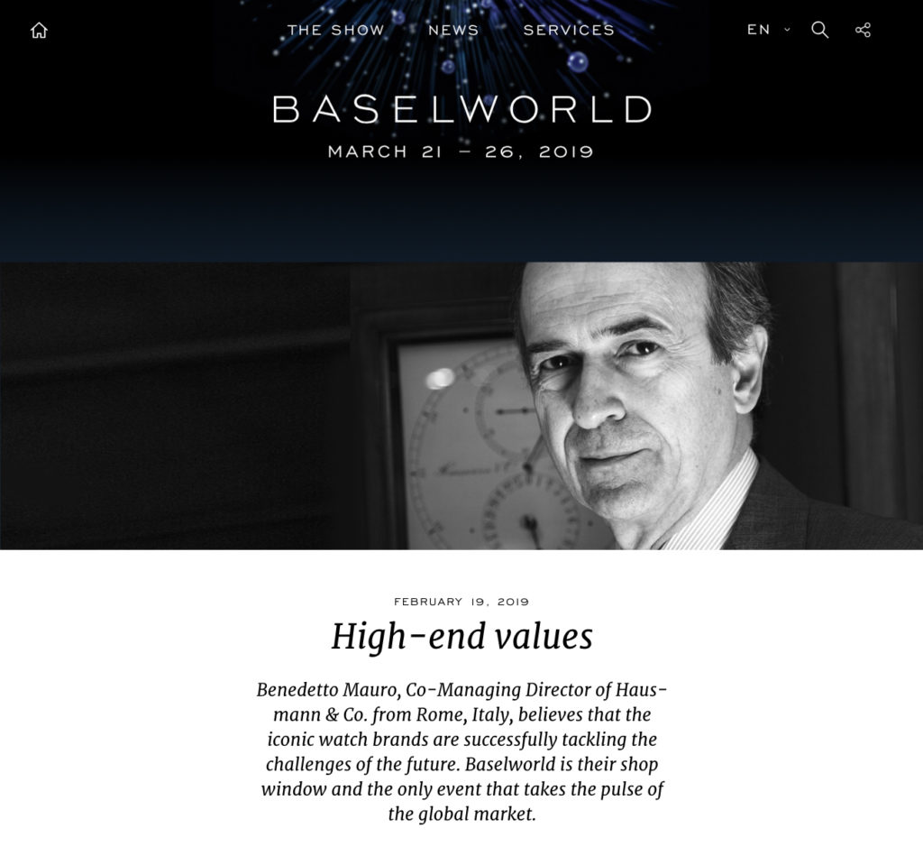 Baselworld interviews Benedetto Mauro